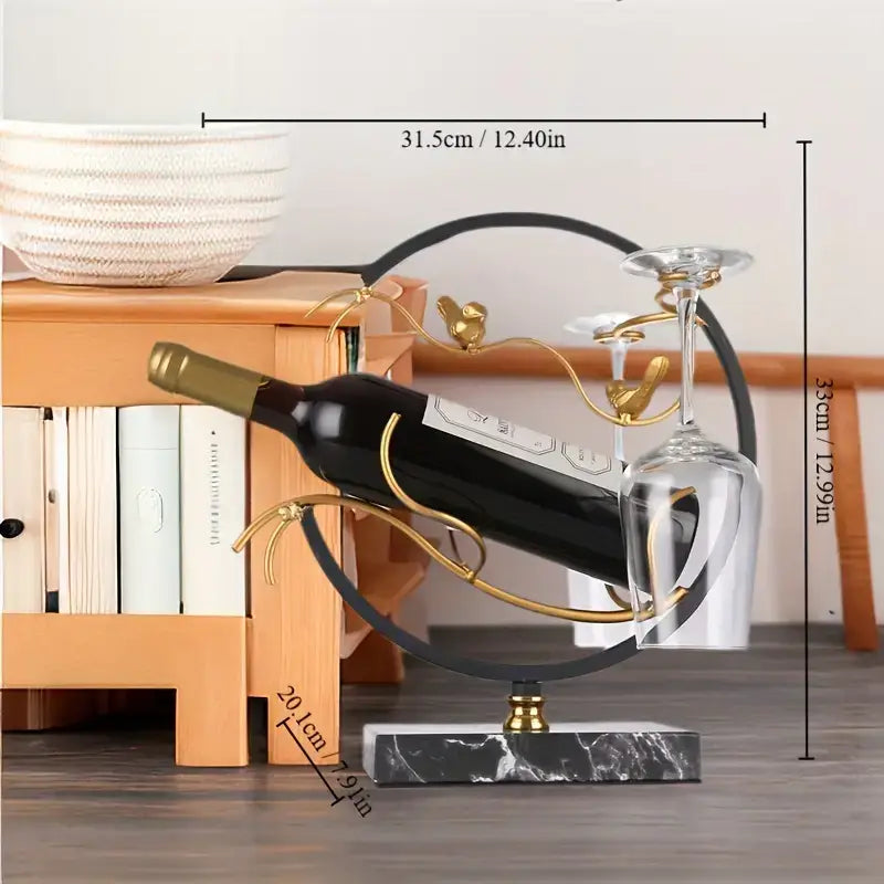 Iron Wine Holder With Glass Rack - hanging glasses