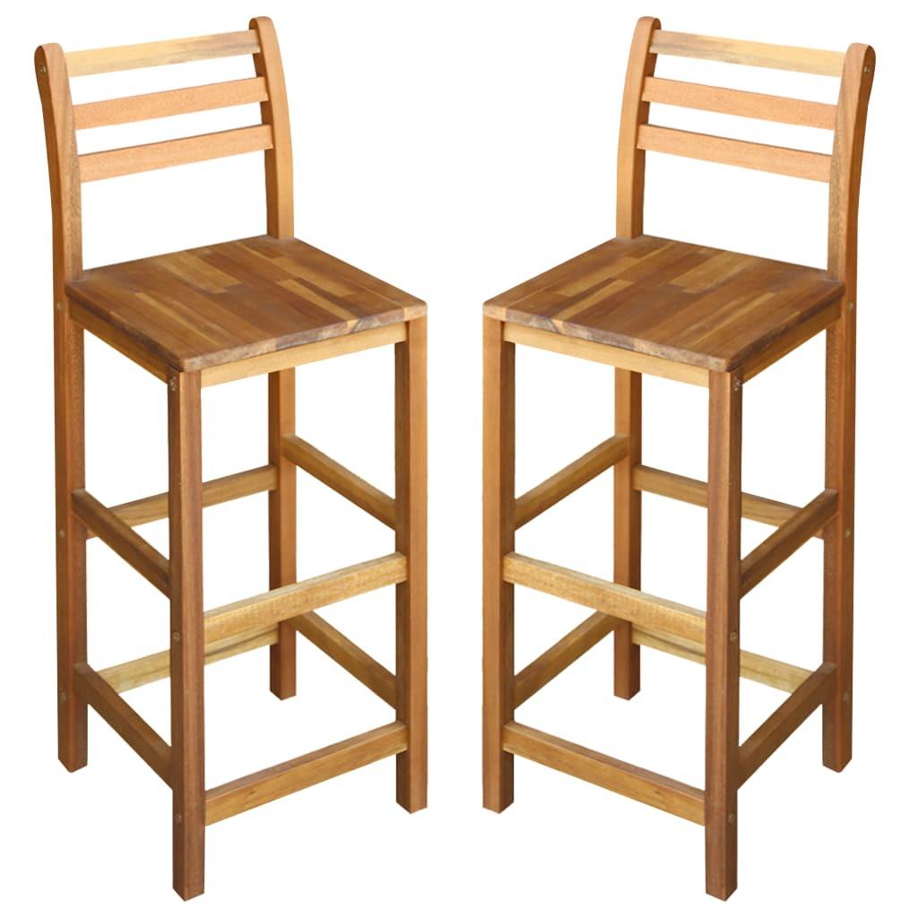 L Bar Chairs 2 pcs Solid Acacia Wood