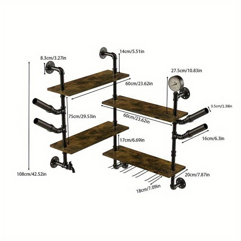 Metal Wall Mounted Pipe Shelving Unit