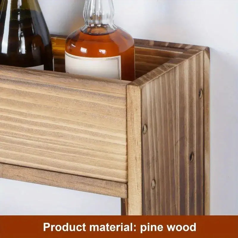 Pine Wood Wall Mounted Wine Rack