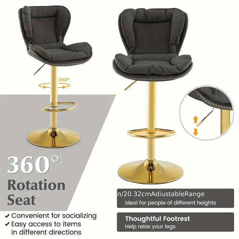 Set Of 2 Bar Stools - black and gold colour