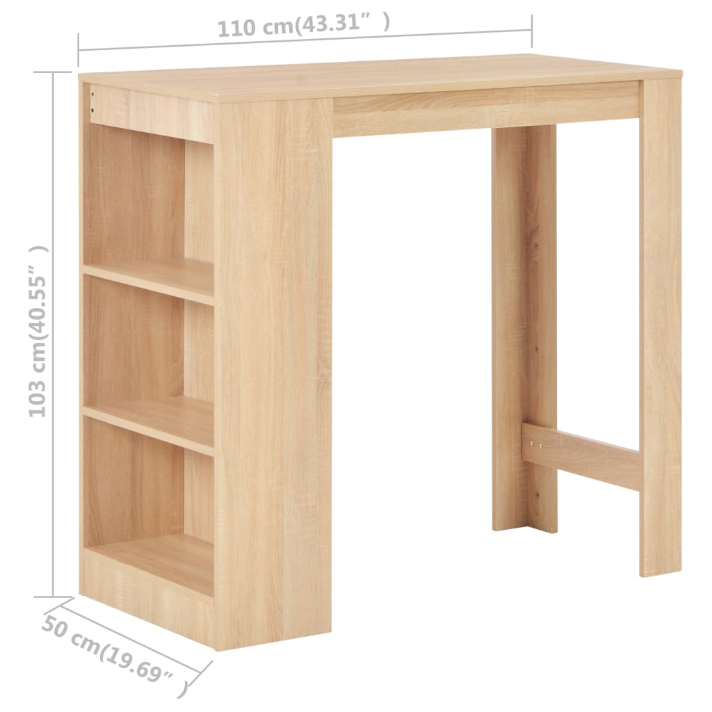 Shelf Oak with bar Table 110cm