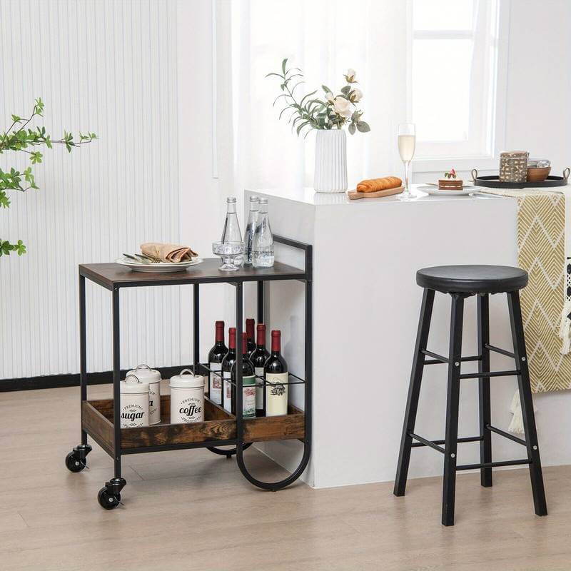 Sleek Serving Trolley wood and metal
