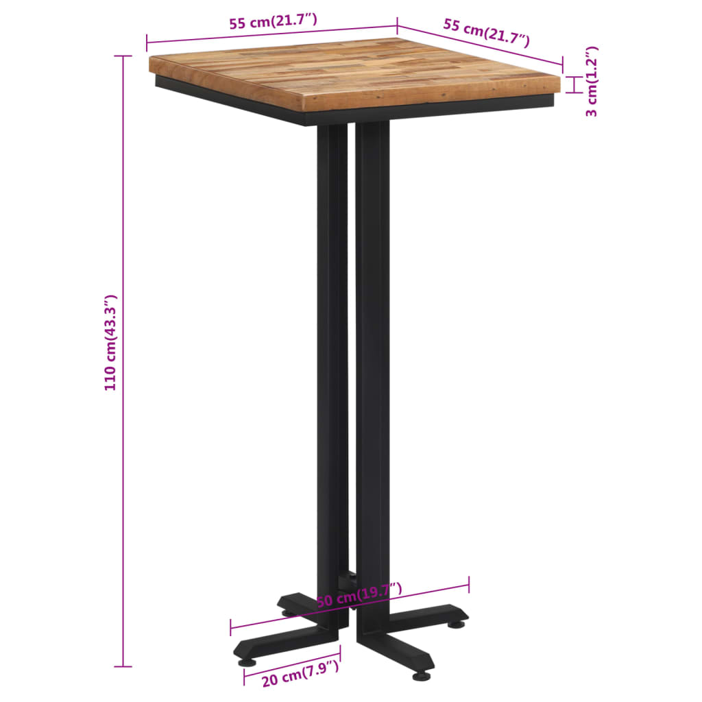 Solid Reclaimed Teak - wood table top black legs