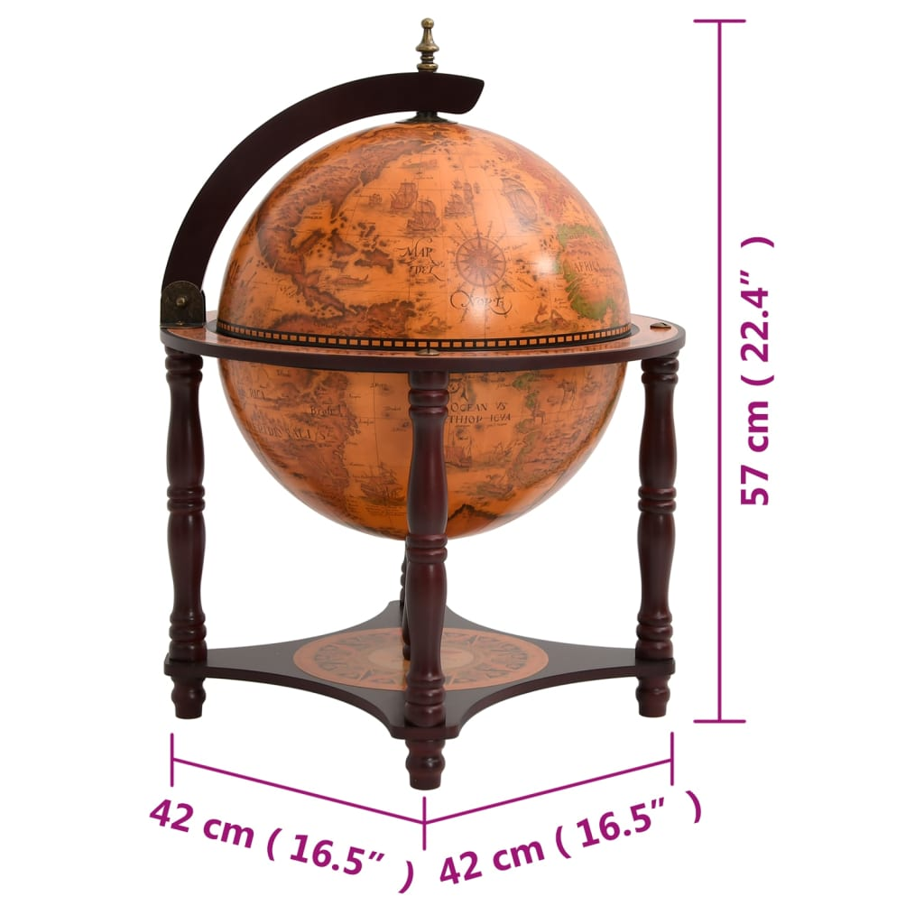 Solid Wood - modern Globe Wine Stand Brown
