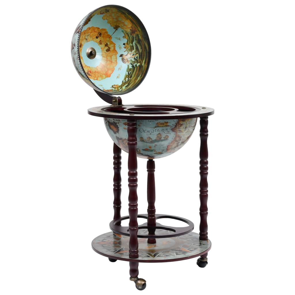 Stand Eucalyptus Wood Blue - Globe Bar cabinet