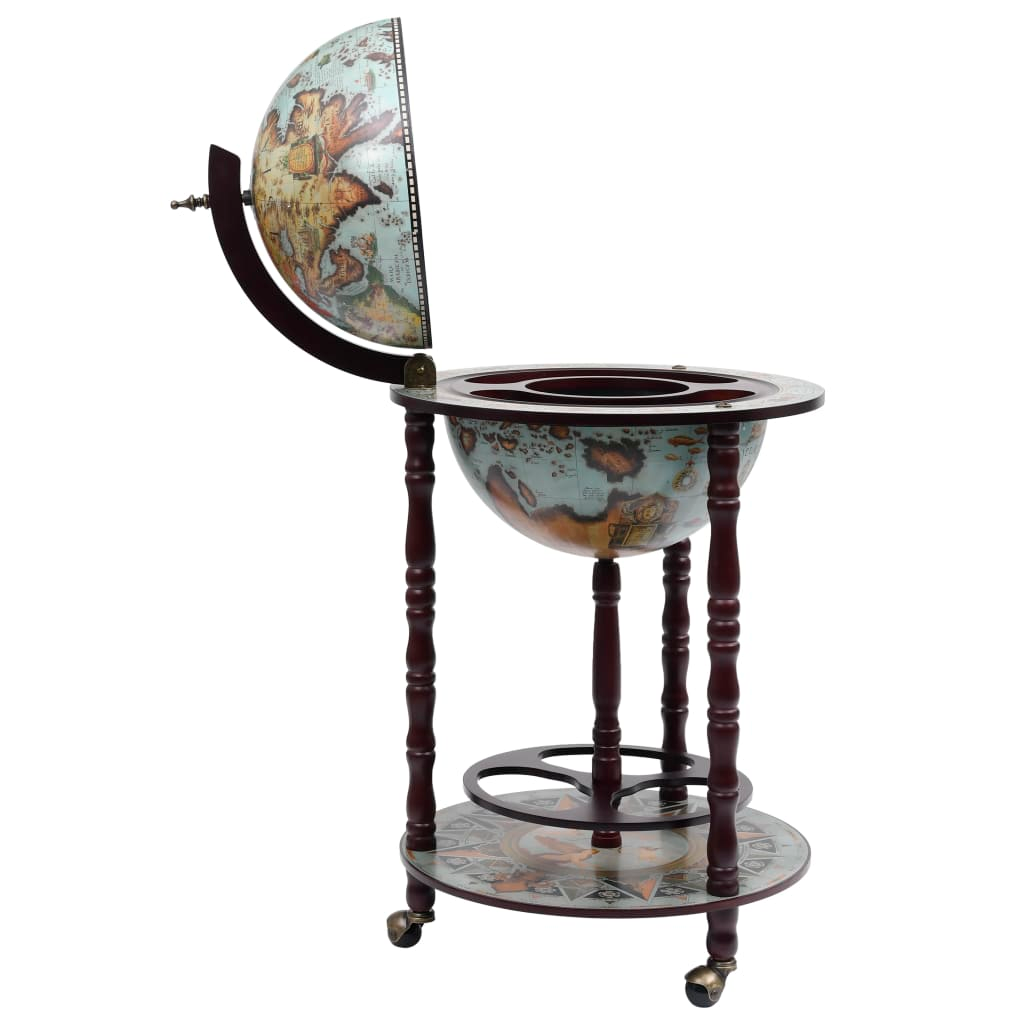 Stand Eucalyptus Wood Blue - Globe Bar wine cabinet