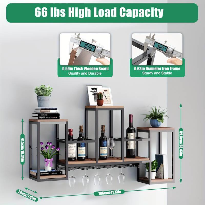 Wall-Mounted Wine Rack with Glass