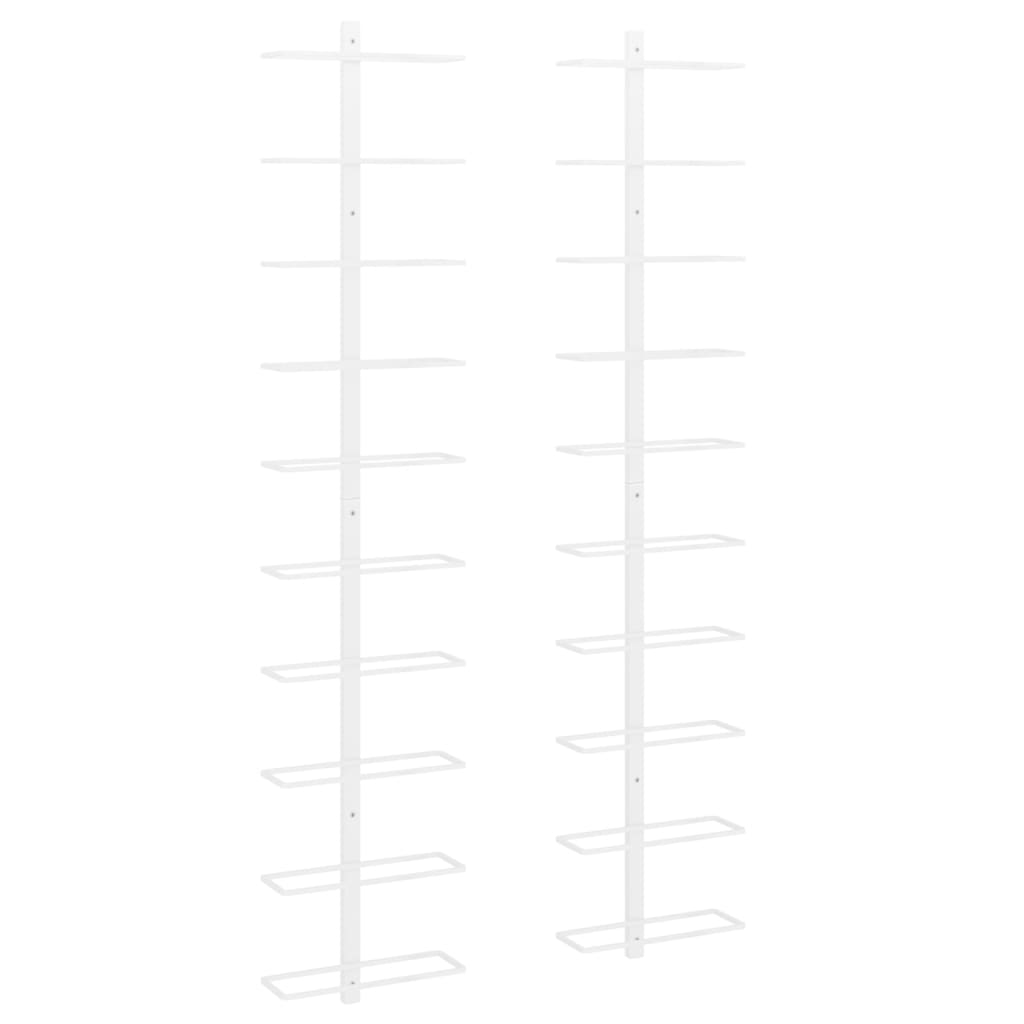 Wall-mount Wine Rack for 10 Bottles 2 pcs White Metal