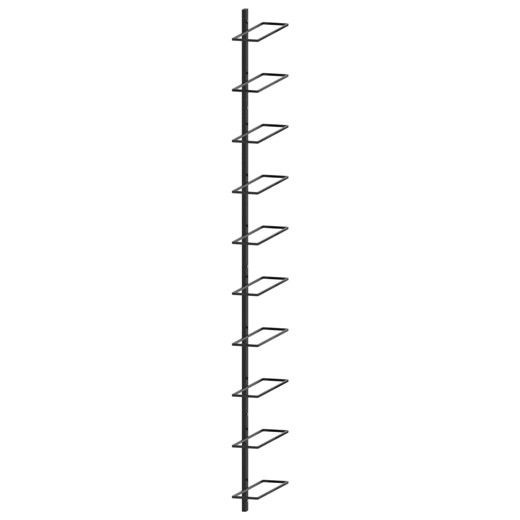 Wall-mount Wine Rack for 10 Bottles Black Metal