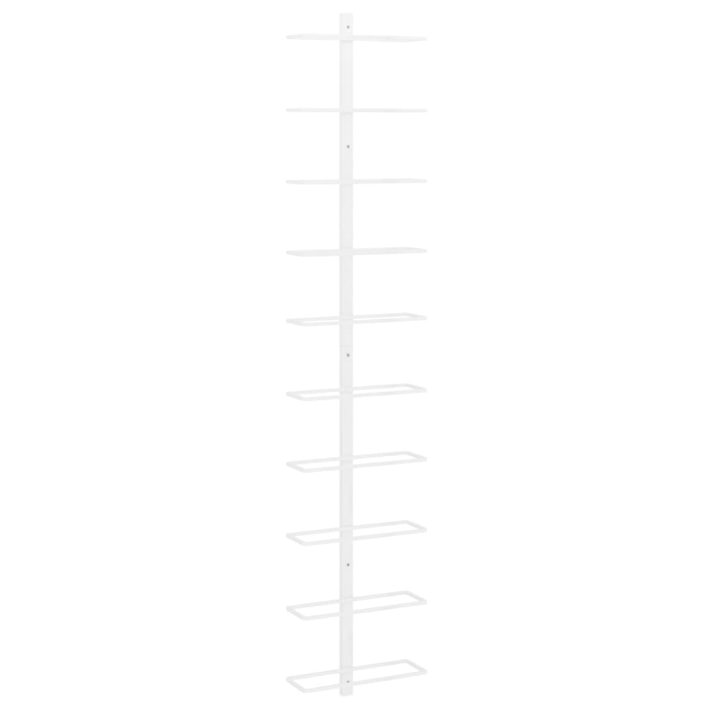 Wall-mount Wine Rack for 10 Bottles White Metal