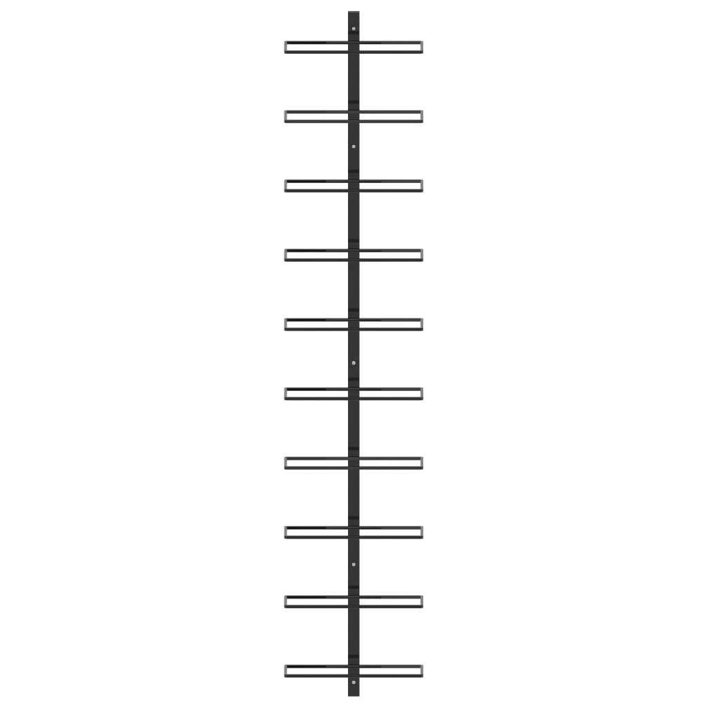 Wall-mounted Wine Rack for 10 Bottles Black Metal