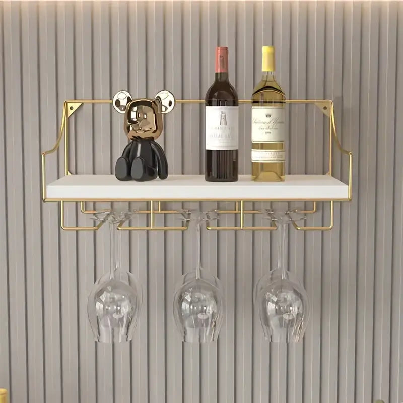 Wall Mounted Gold Metal Wine Rack