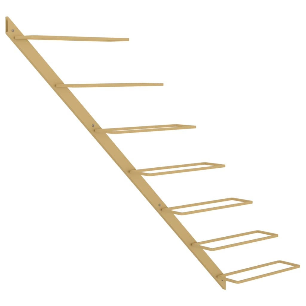 Wall mounted Wine Rack for 7 Bottles Gold Metal