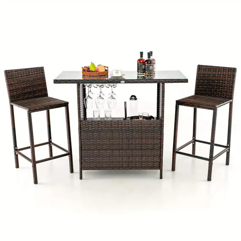 Wicker Bar Table & Stool Sets