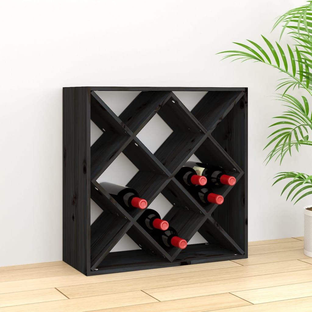 Wine Cabinet Black 62x25x62 cm Solid Wood Pine