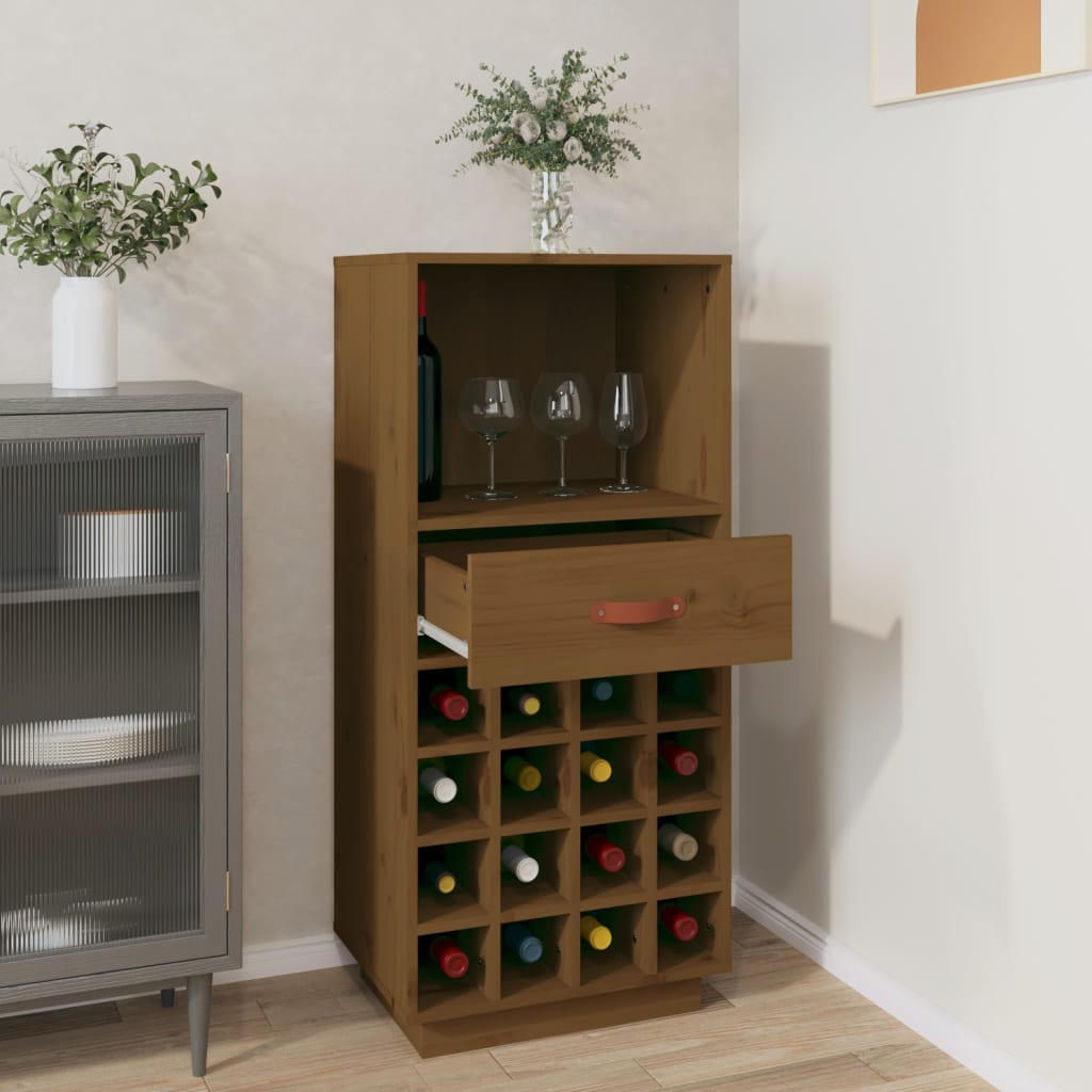 Wine Cabinet Honey Brown 45x34x100 cm Solid Wood Pine