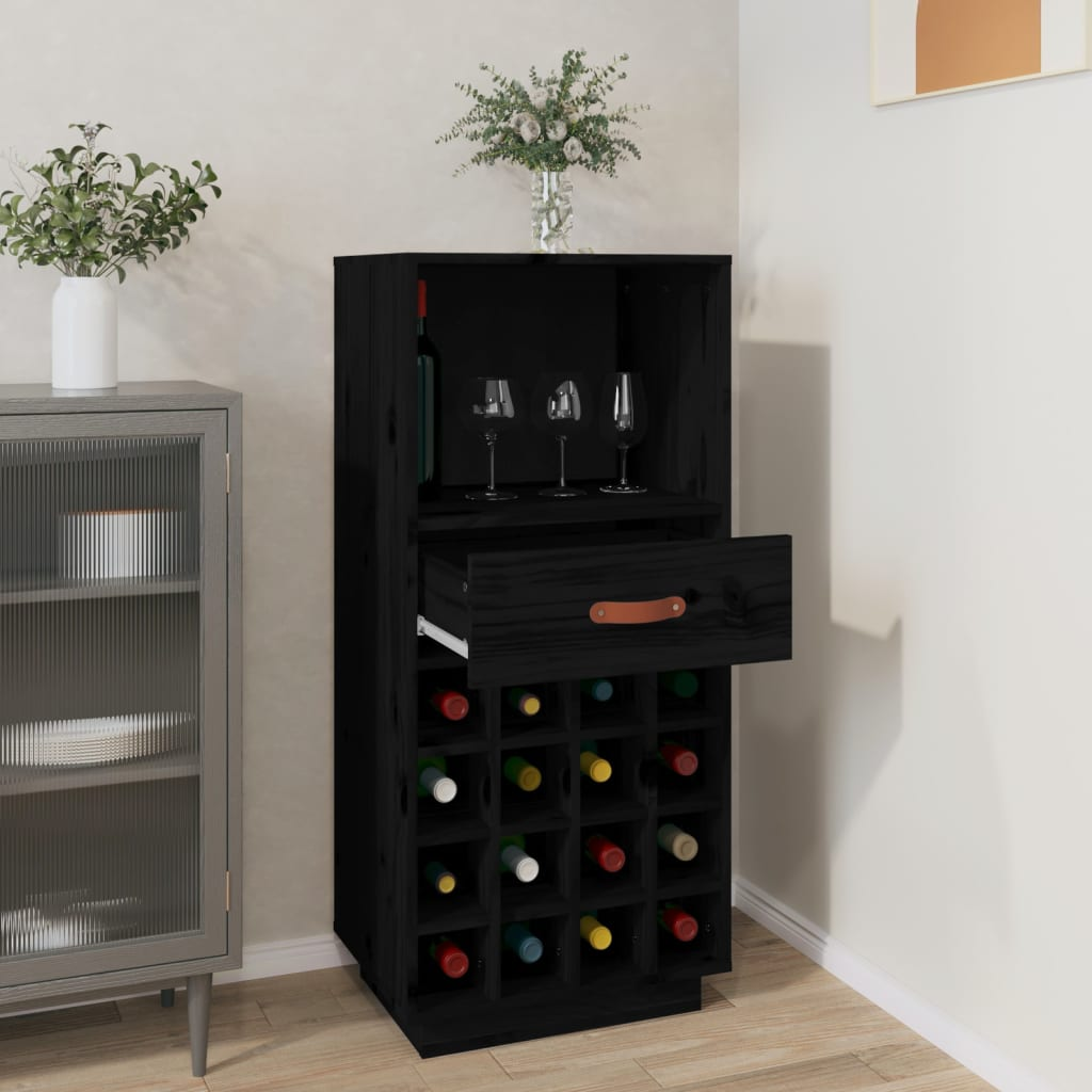 Wine Cabinets Black 45x34x100 cm Solid Wood Pine