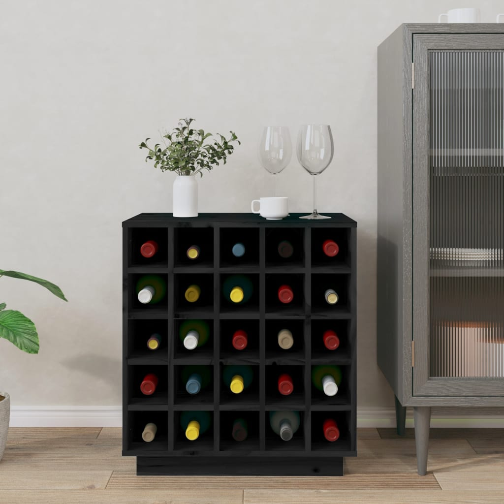 Wine Cabinets Black 55.5x34x61 cm Solid Wood Pine