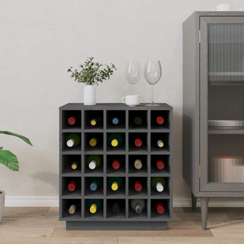 Wine Cabinets Grey 55.5x34x61 cm Solid Wood Pine