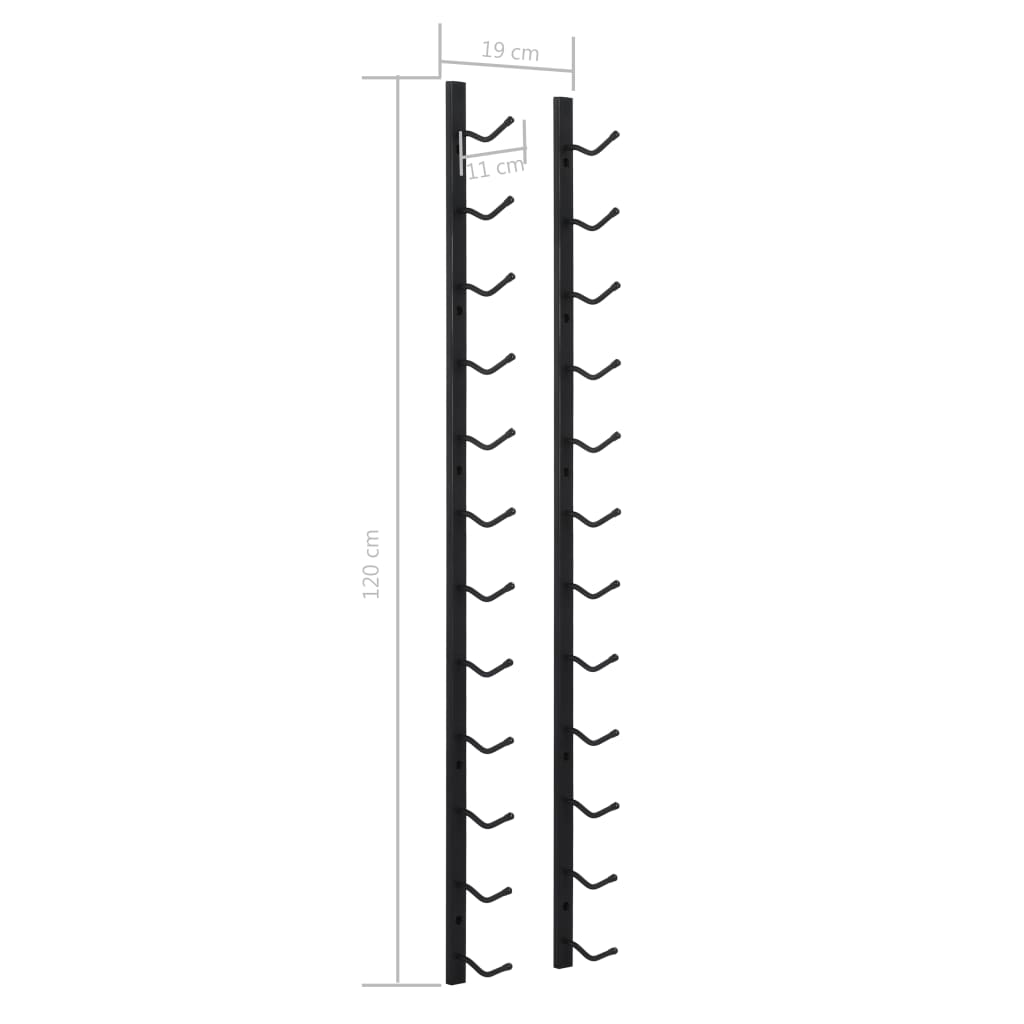 Wine Rack - Wall Mounted black iron