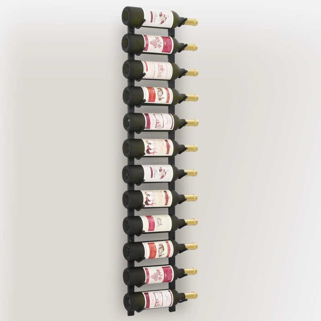 Wine Rack - Wall Mounted for 12 Bottles Black Iron