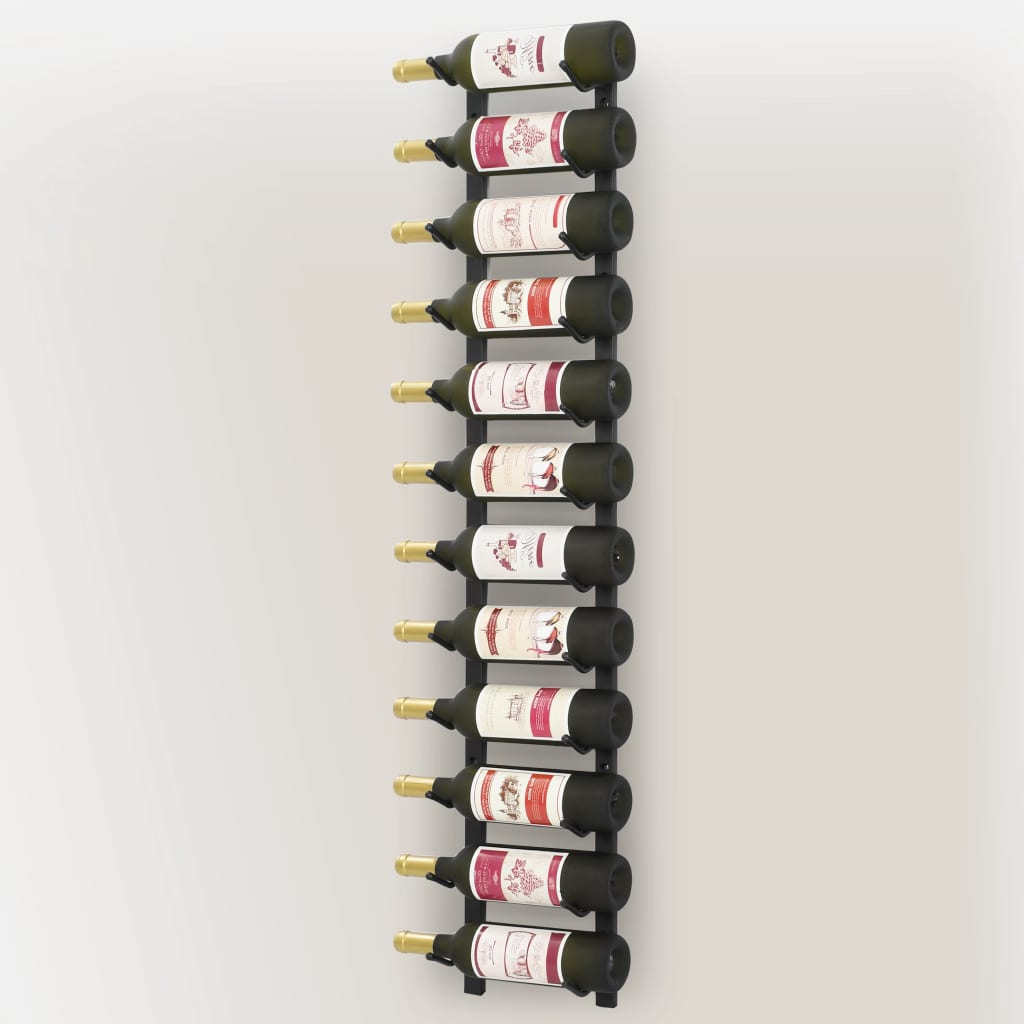 Wine Rack for 12 Bottles Black Iron - Wall Mounted