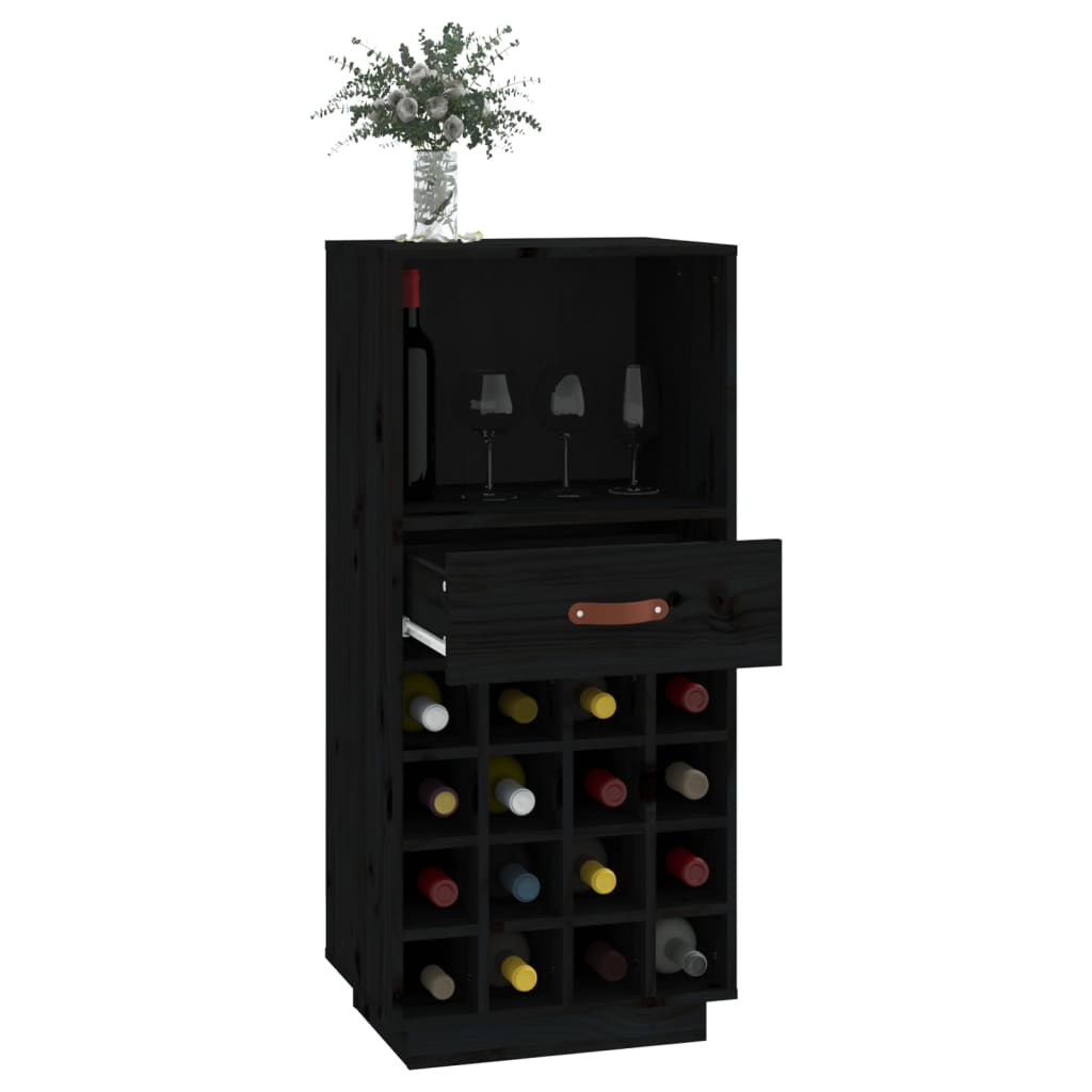 Wine Unit Black 45x34x100 cm Solid Wood Pine