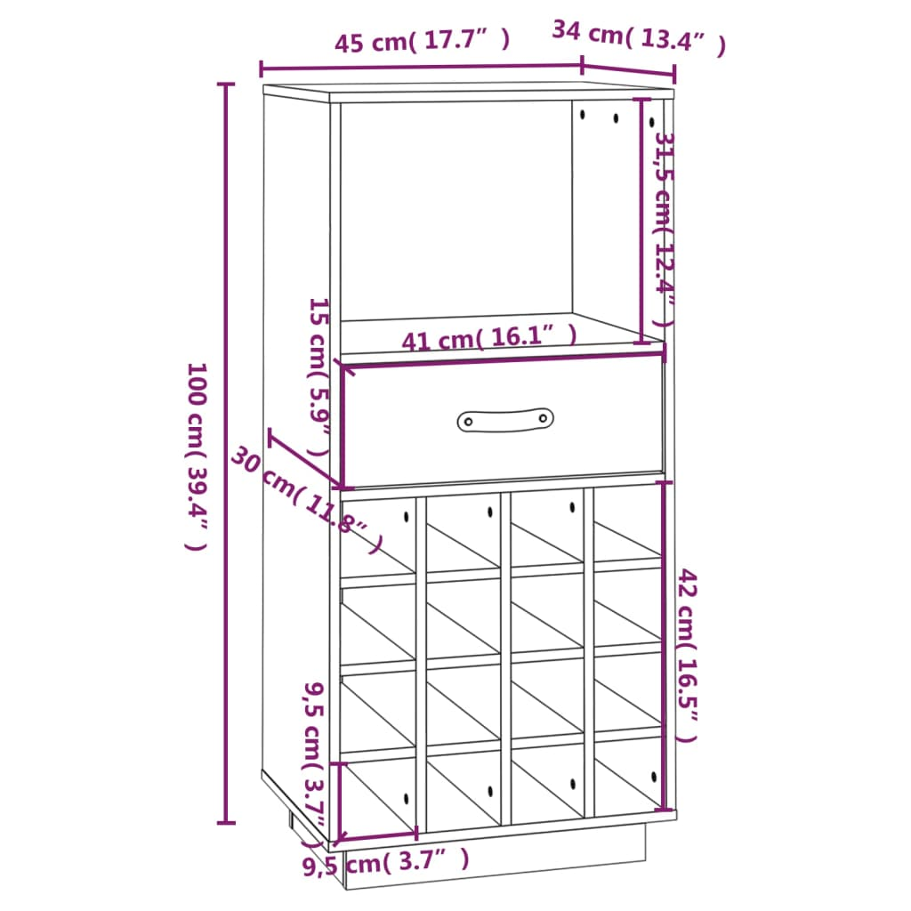 Wine units Honey Brown 45x34x100cm