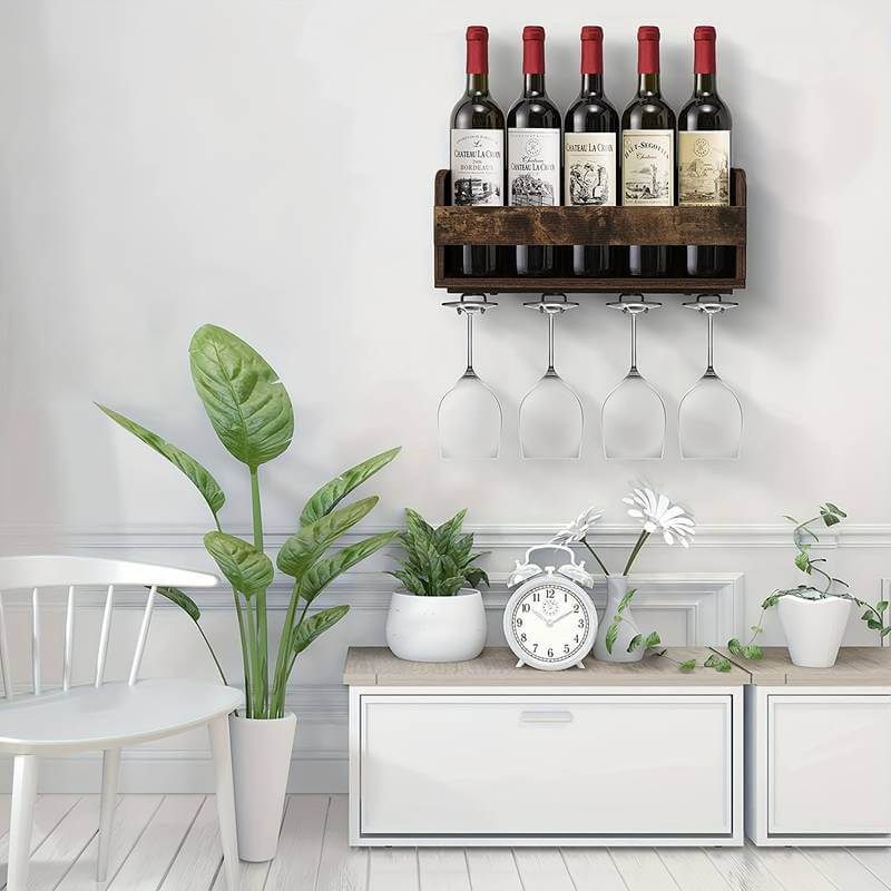 Wooden Wall-Mounted Wine Rack