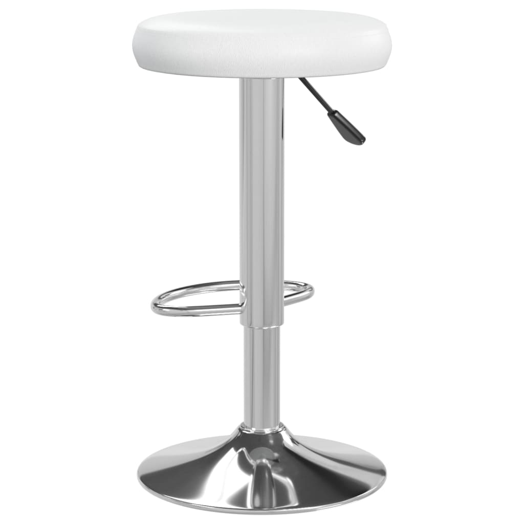 adjustable Bar Stools 2 pcs White Faux Leather