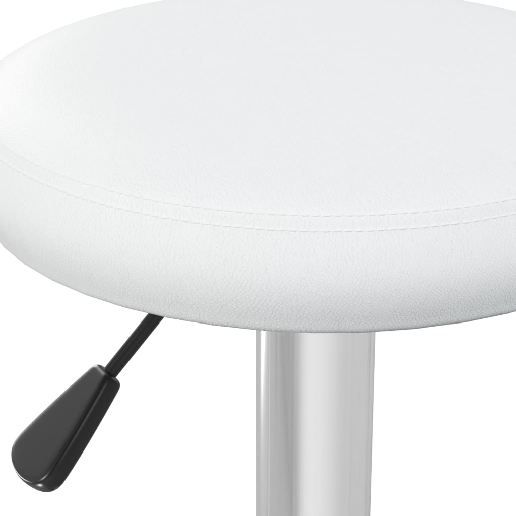 adjustable Stool 2 pcs White Faux Leather