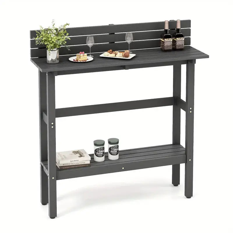 black slatted- Stainless Steel Outdoor Table