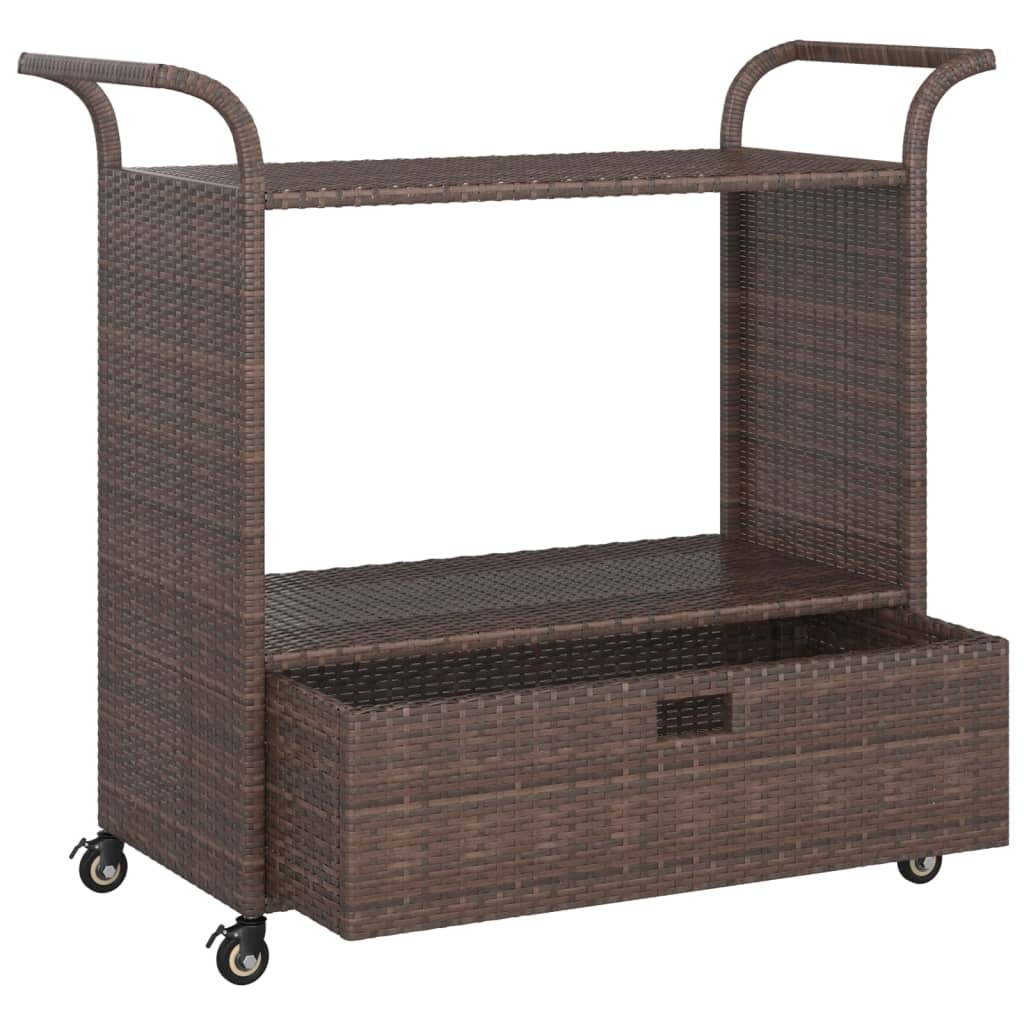 drink Cart with Drawer Brown 100x45x97 cm Poly Rattan