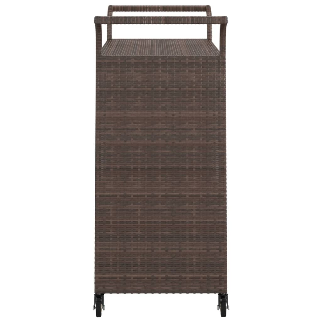 drinking Cart with Drawer Brown 100x45x97 cm Poly Rattan