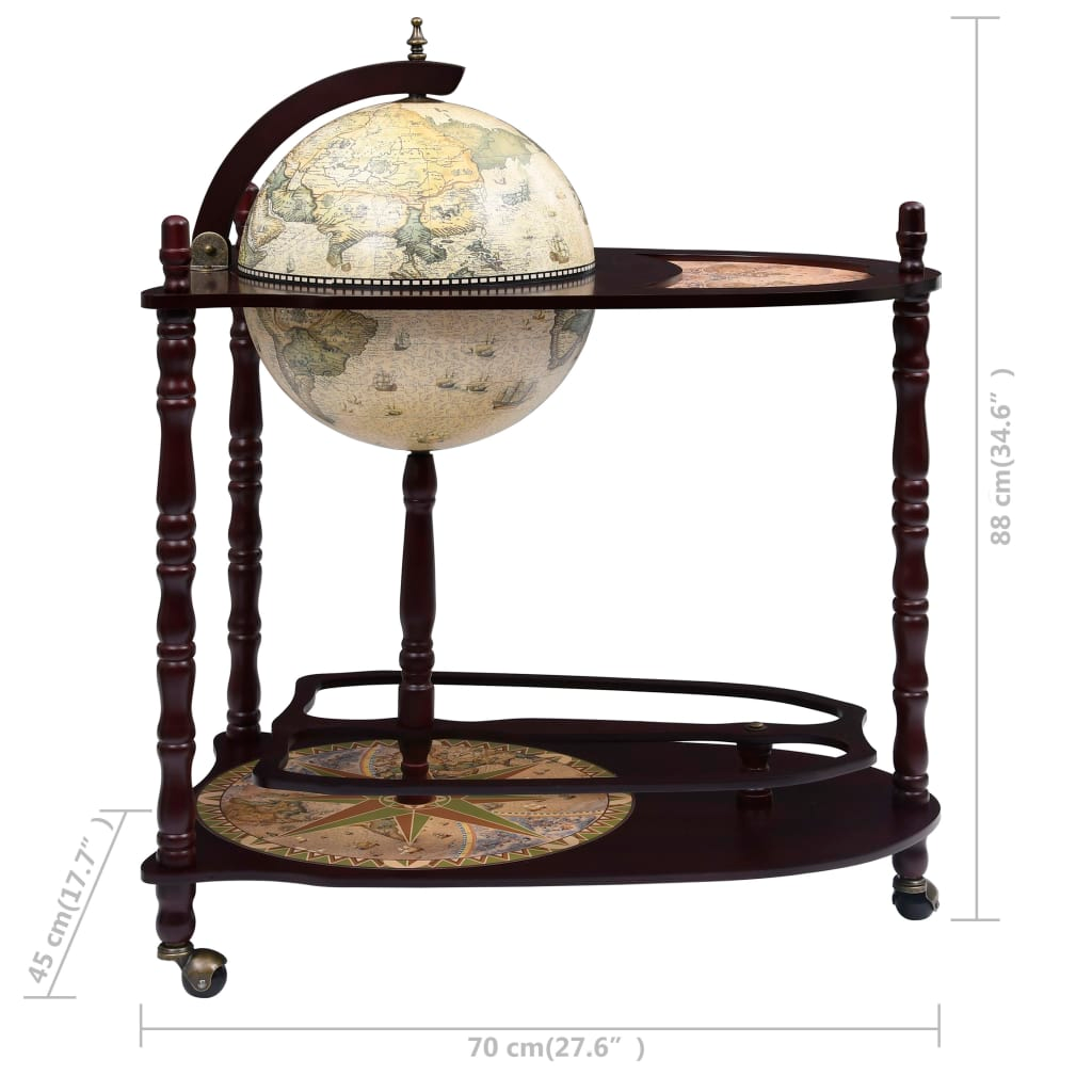 globe drink cabinet on wheels - sleek Eucalyptus Wood Green