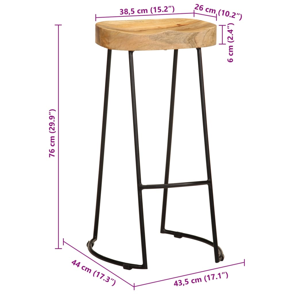 legs wood top - Bar Stools Solid Mango Wood black