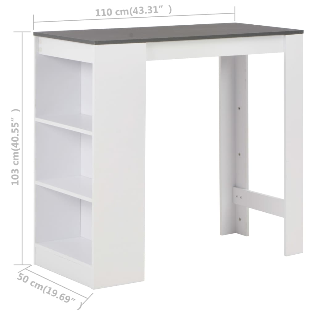 modern bar Table with Shelf White