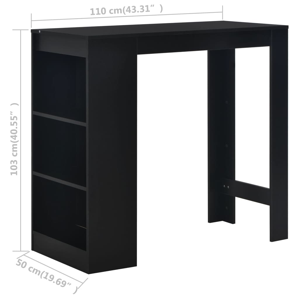 sleek modern Shelf Black with Bar Table