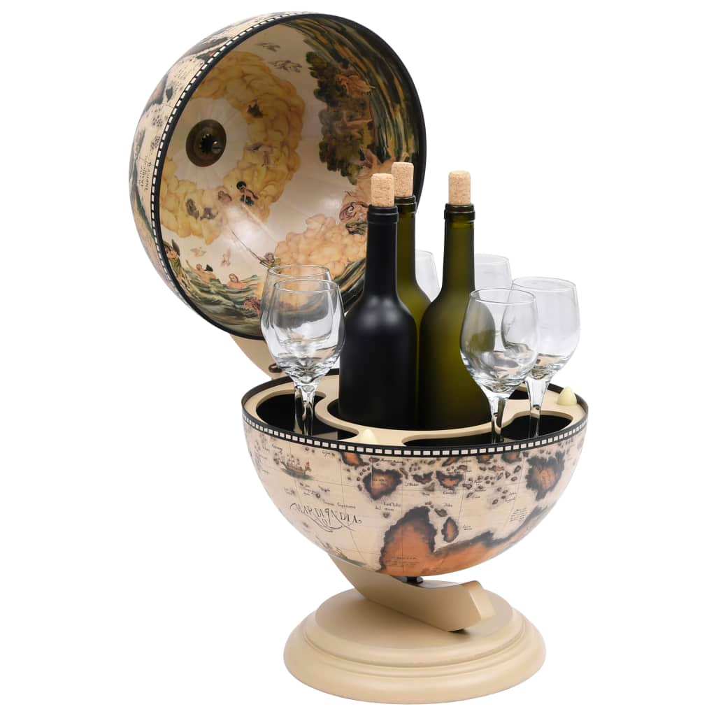 table Globe Bar Wine Stand Eucalyptus Wood White