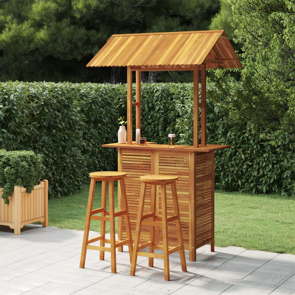 vidaXL 3 Piece Garden Bar Set Solid Wood