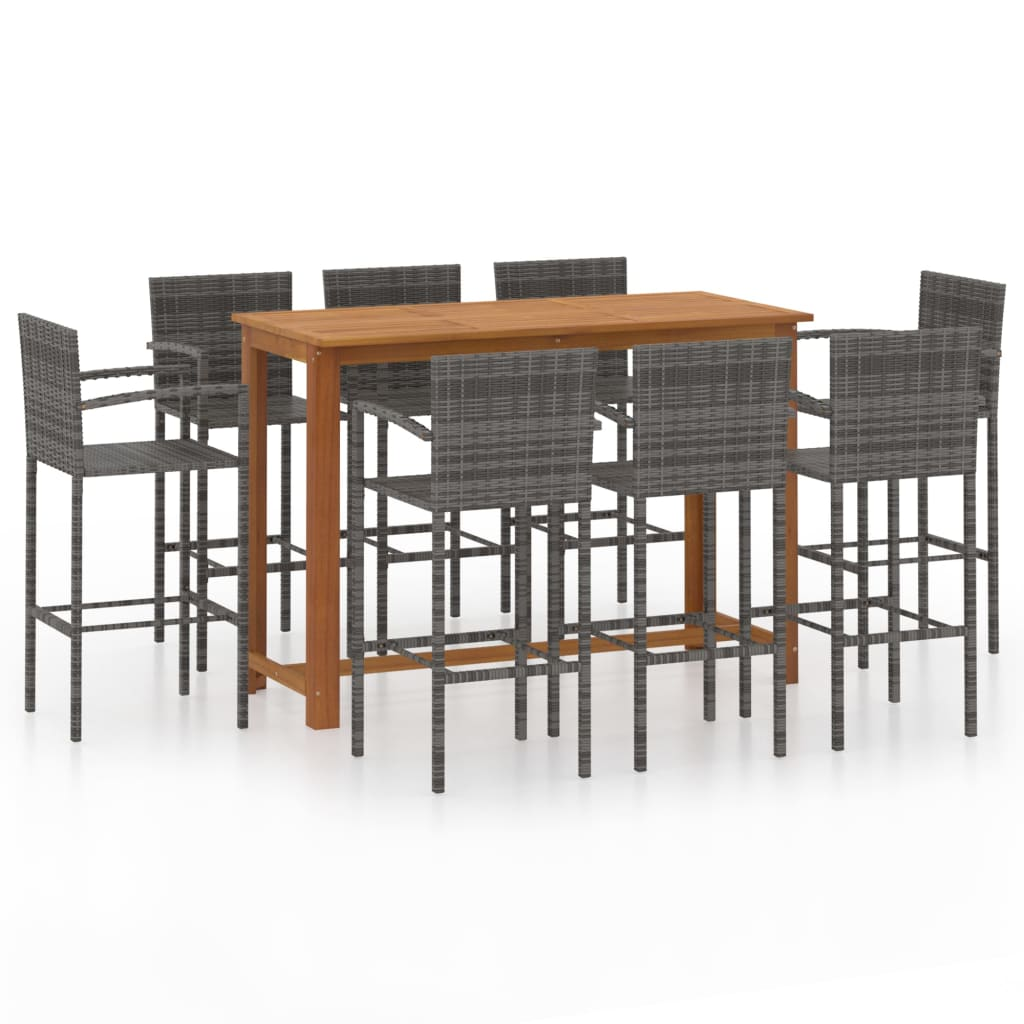 vidaXL 9 Piece Garden Bar Set Grey chairs
