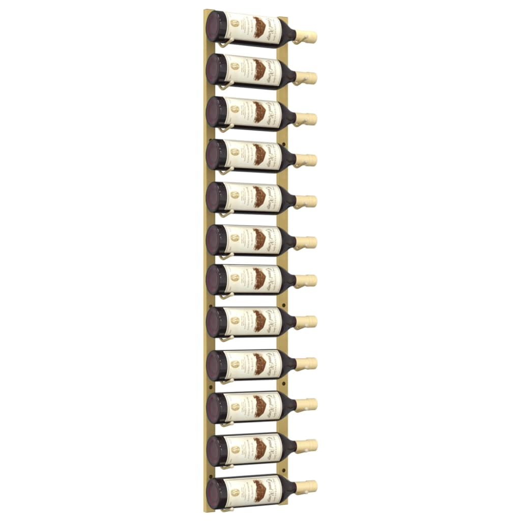 vidaXL Wall Mounted Wine Rack for 12 Bottles Gold Iron