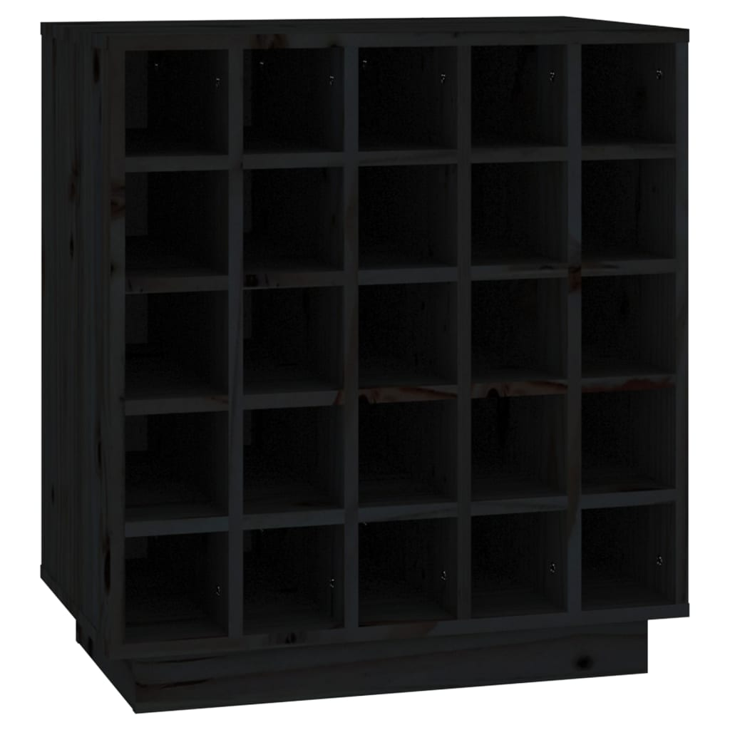 vidaXL Wine Cabinet Black 55.5x34x61 cm Solid Wood Pine