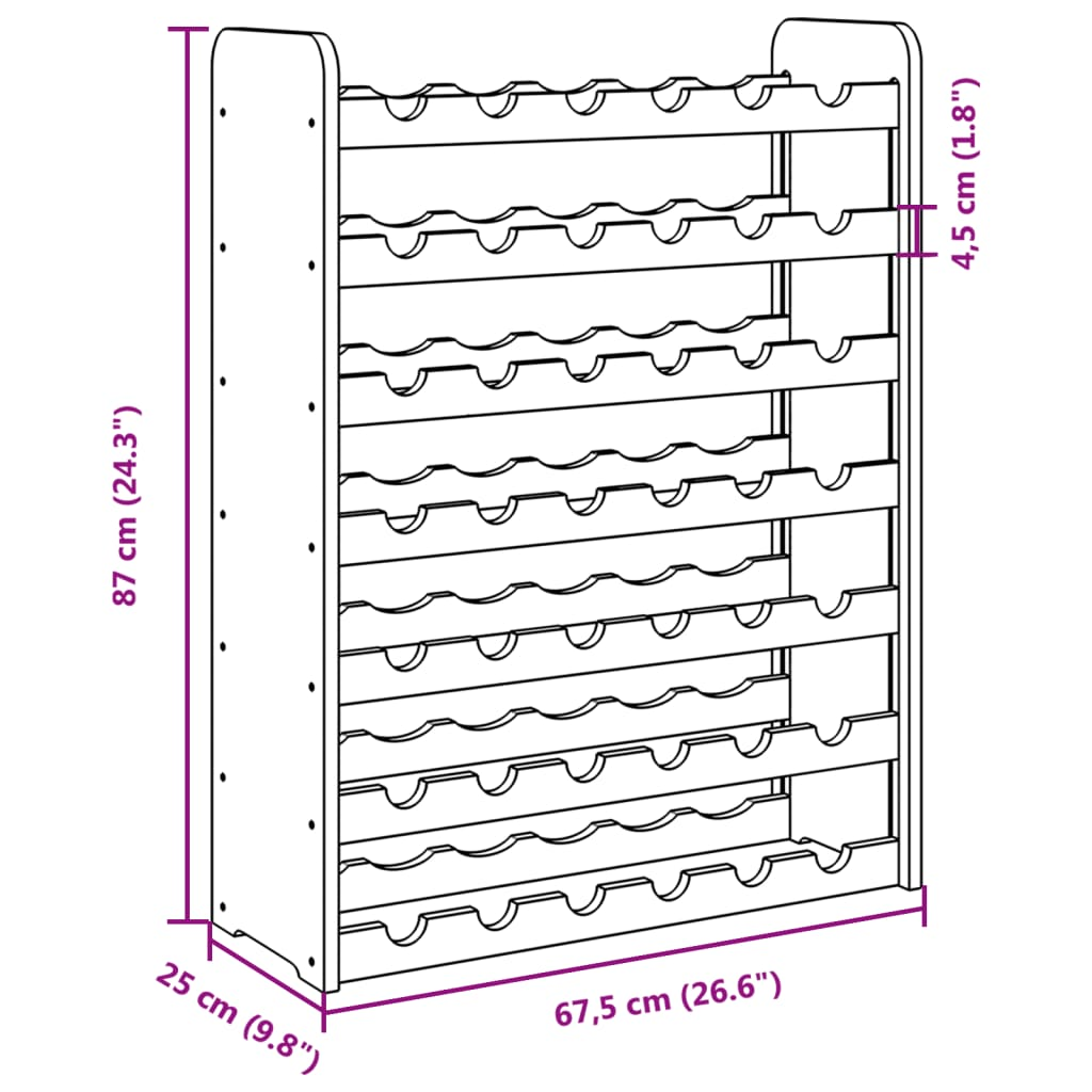 vidaXL Wine Rack 67.5x25x87 cm Pine Wood