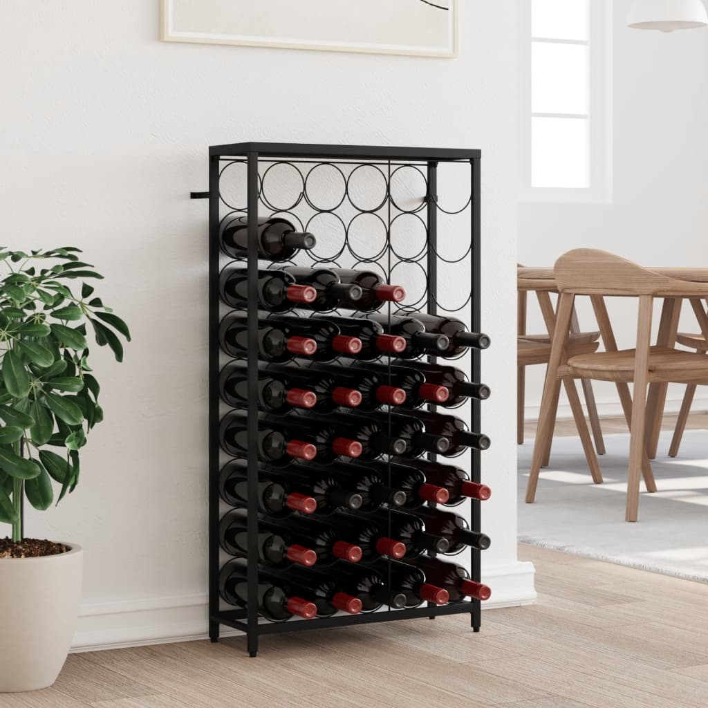 vidaXL Wine Rack for 45 Bottles Black 54x18x100 cm Wrought Iron
