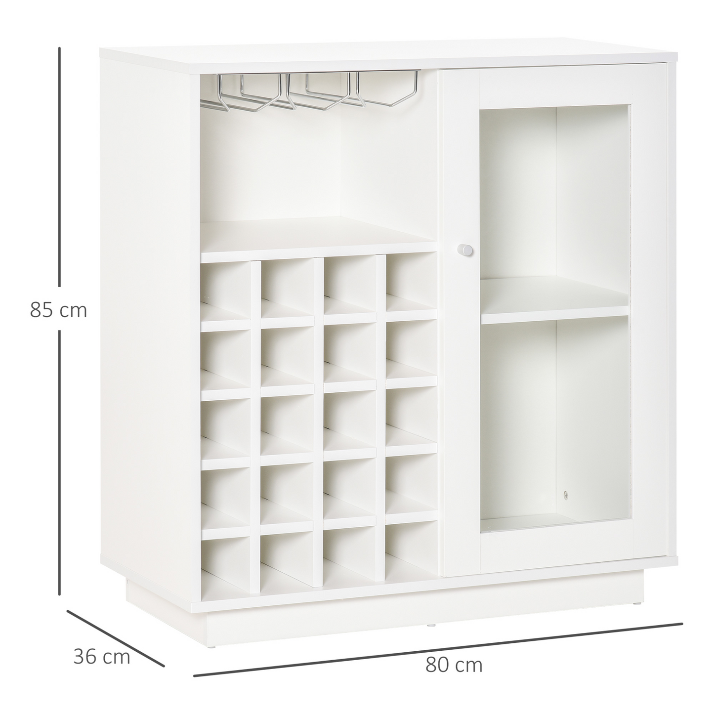 white Sideboard Wine Cabinet Cupboard with Glass Door