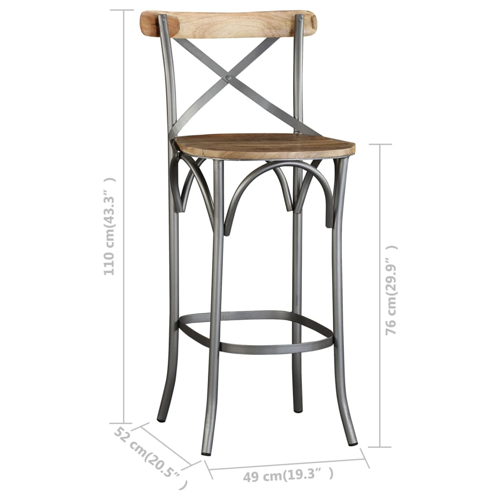 wood top Bar Stool Solid Mango colour