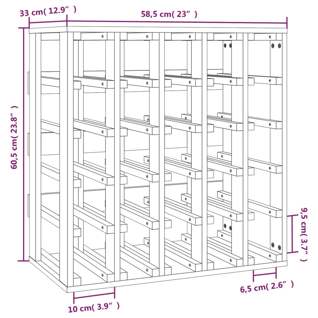 wood wine rack 33cm x 58cm