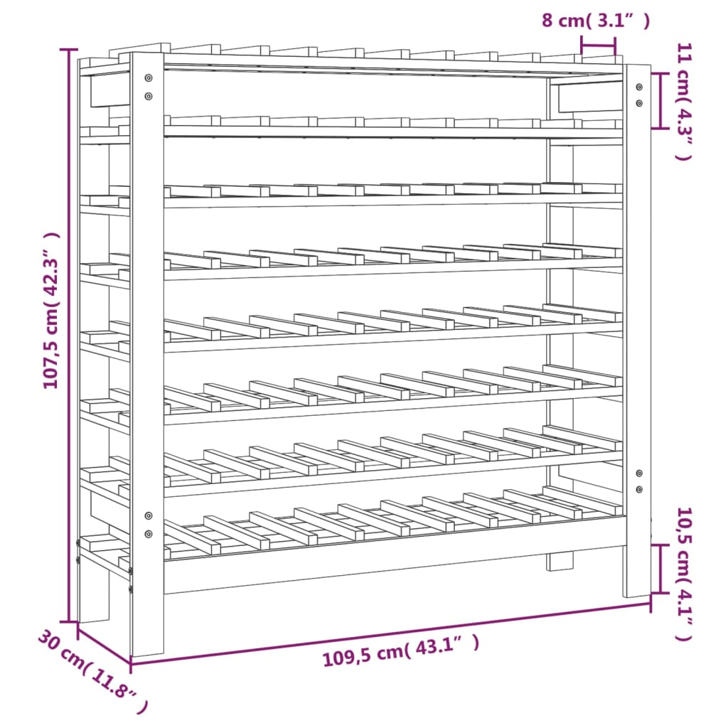 109.5x30x107.5 cm Solid Wooden Pine - Wine Units